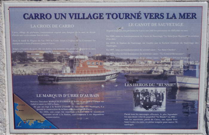 — Plaque commémorative SNSM — Carro —