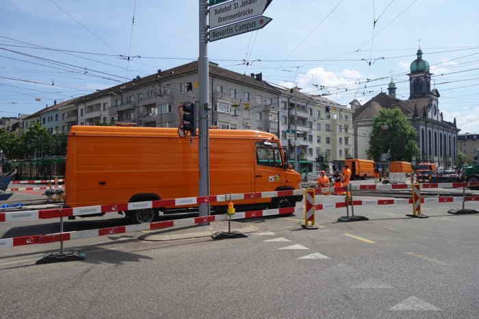 Chantier sur aiguillage de tramway — Bâle/Basel