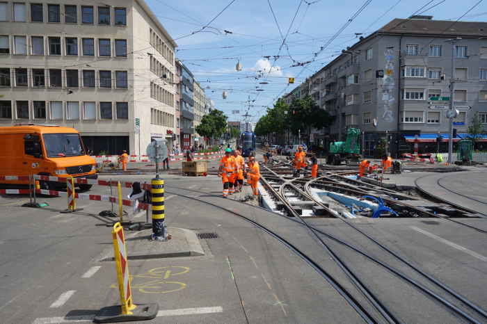 Chantier sur aiguillage de tramway — Bâle/Basel