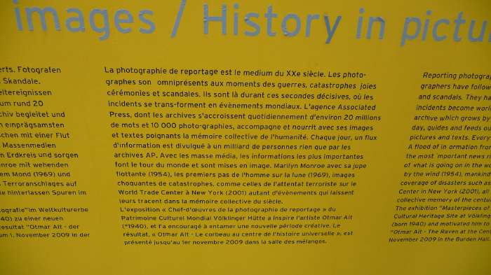— Exposition de photos reportages - Usine Röchling - Völklingen en Saarland (Allemagne) —  — Site classé Patrimoine mondial de l'Unesco depuis Août 1995 —