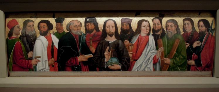 Tableau représentant la Cène avec Jésus-Christ entouré de ses 12 apôtres