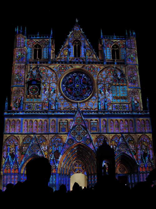  — Façade de la cathédrale St Jean — Fête des lumières — Lyon —