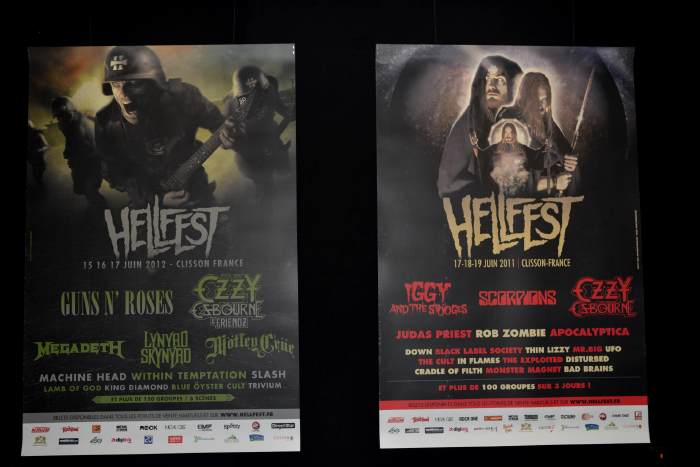 Affiches Hellfest 2011 et 2012 — Foire Expo: Rock Story — Clermont-Fd/Cournon