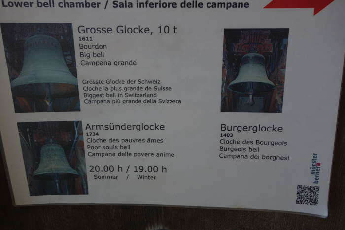 — Fiche signalétique des trois cloches de la collégiale de Berne — 