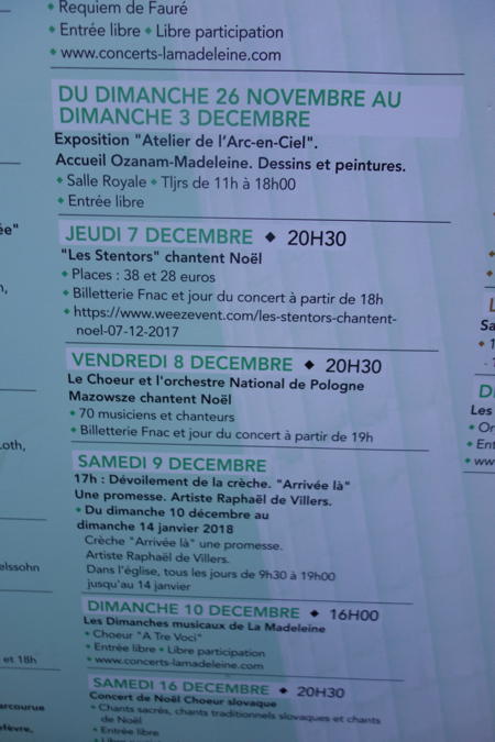Programme de fin d'année — Eglise de La Madeleine — Paris