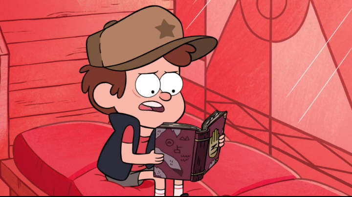 Dipper lisant le Livre n°3  Capture d'écran: série "Gravity Falls" sur Disney channel 411