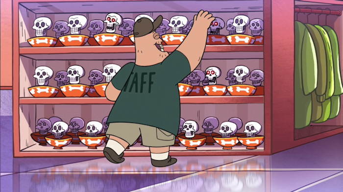 Soos, au rayon des crânes...  Capture d'écran: série ©"Gravity Falls" créée par Alex Hirsch