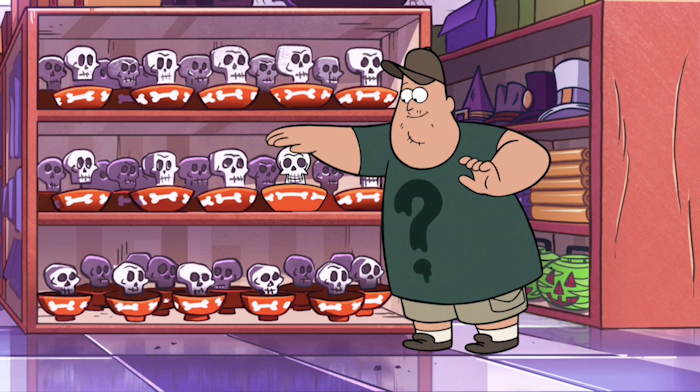 Soos, au rayon des crânes...  Capture d'écran: série ©"Gravity Falls" créée par Alex Hirsch