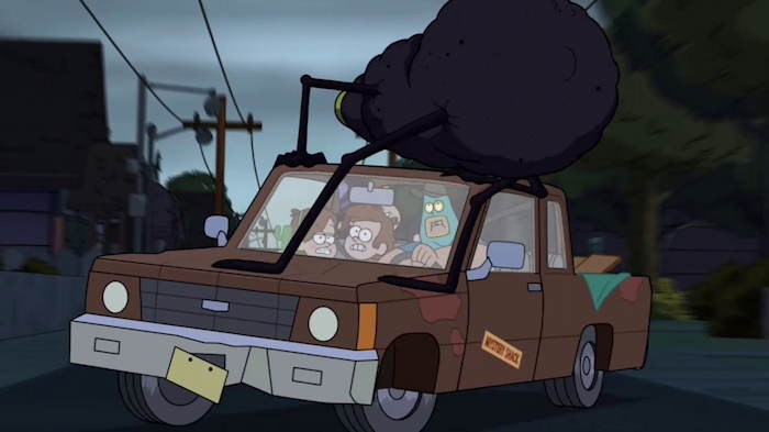 Soos conduisant un pick-up  Capture d'écran: série ©"Gravity Falls" créée par Alex Hirsch