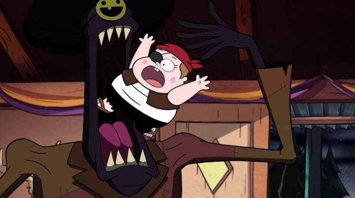 "Trickster" dévorant un pirate  Capture d'écran: série ©"Gravity Falls" créée par Alex Hirsch