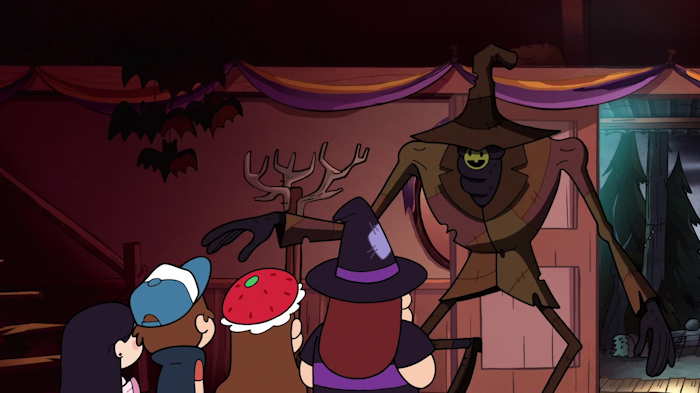 "Trickster" en visite devant Dipper, Mabel...!  Capture d'écran: série ©"Gravity Falls" créée par Alex Hirsch