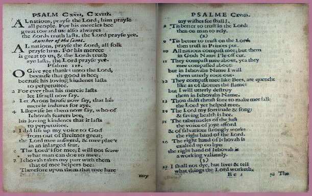 "Bay Psalm Book" - Psaumes 117-118