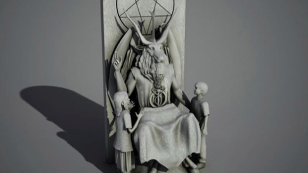 Projet de statue représentant Satan entouré d'un couple d'enfants