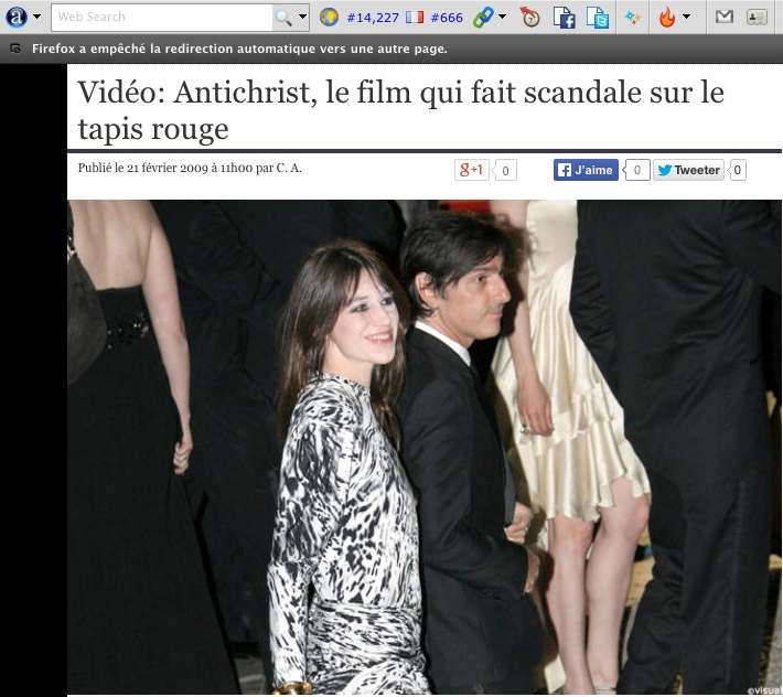 C. Gainsbourg et son compagnon au Festival de Cannes pour la sortie du film "Antichrist"