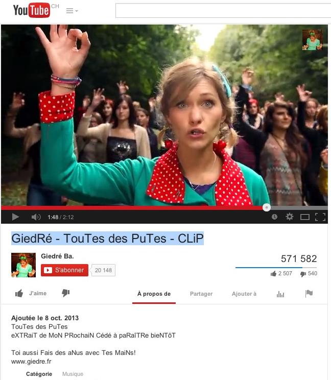 GiedRé - TouTes des PuTes - CLiP  Copie d'écran du clip sur: http://www.youtube.com/watch?v=ZvLKTSVRPfs  