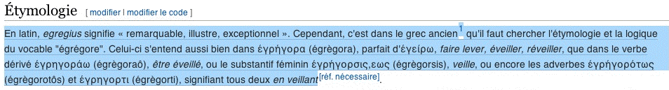 Capture d'écran: Egregore: Etymologie