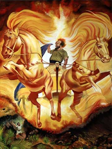 Enlèvement d'Elie sur un char de feu devant son disciple Elisée