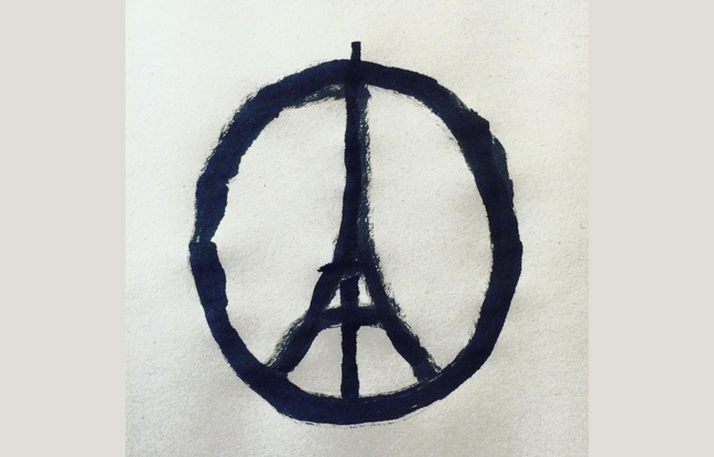 Ce dessin «Peace for Paris» a été réalisé après les attentats du 13 novembre 2015 par l'artiste français Jean Jullien