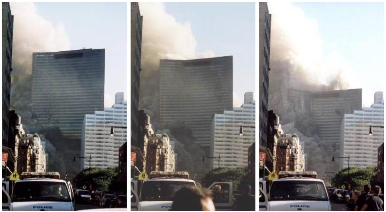 Effondrement de la Tour n°7, le 11/09/2001 rattachée au complexe du World Trade Center