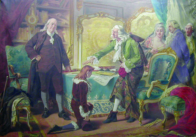 Voltaire en train de bénir le petit-fils de Benjamin Franklin,   au nom de Dieu et de la Liberté, par Pedro Américo
