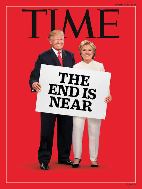 Photo-montage Time trump/Clinton