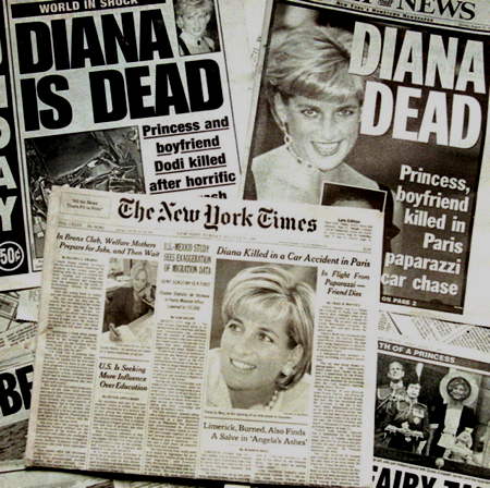 Annonce de la mort de Lady Diana dans la presse