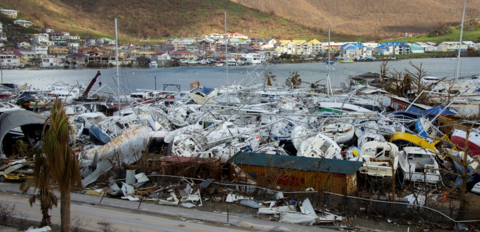 Port de Dt Martin après le passage de L’ouragan Maria 