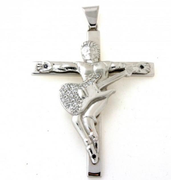 Bijou: Pendentif Johnny Hallyday crucifié