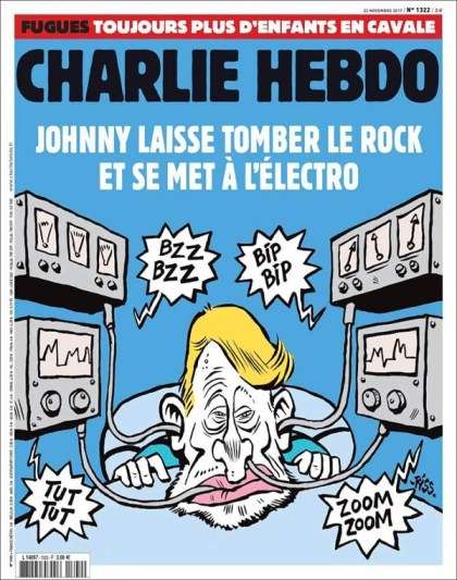 Une couvertures de Charlie Hebdo avec Johnny Hallyday en "vedette" 