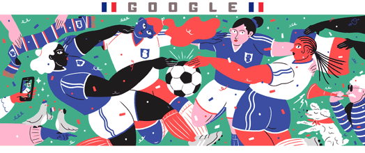 Quart de Finale France/USA lors de la Coupe du Monde de Football  Animation Google du Vendredi 27 Juin 2019