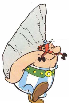 Obelix portant un menhir