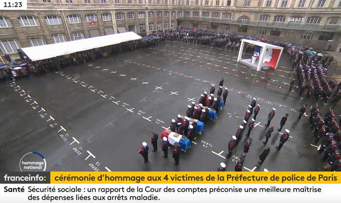 Cérémonie d'hommage aux 4 victimes de la Préfecture de police à Paris