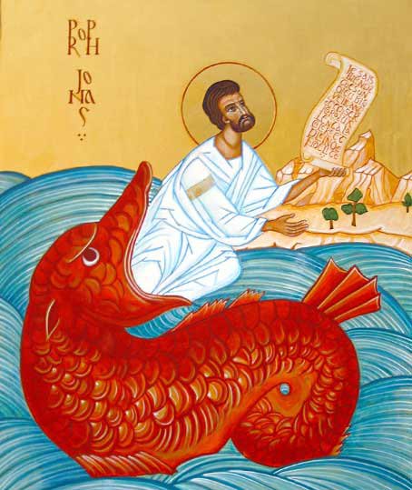 Jonas craché par le poisson qui l'avait avalé
