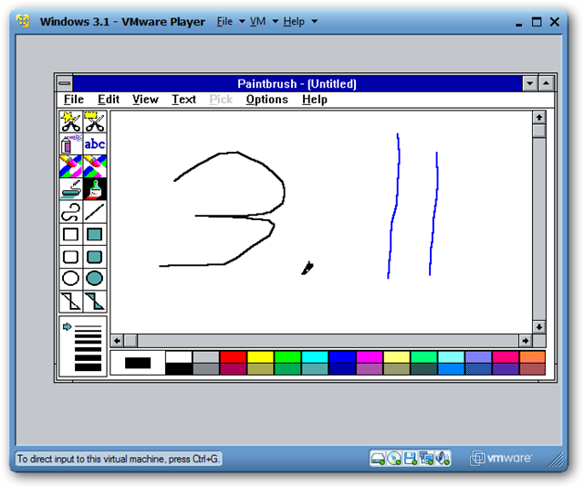 3.11 exécuté avec l'application Paintbrush sous Windows 3.11