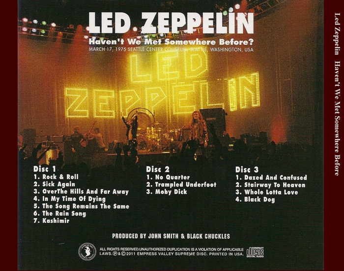 "Ne nous sommes pas déjà rencontrés auparavant?"  Haven't We Met Somewhere Before, Seattle Center Coliseum le 17 Mars 1975