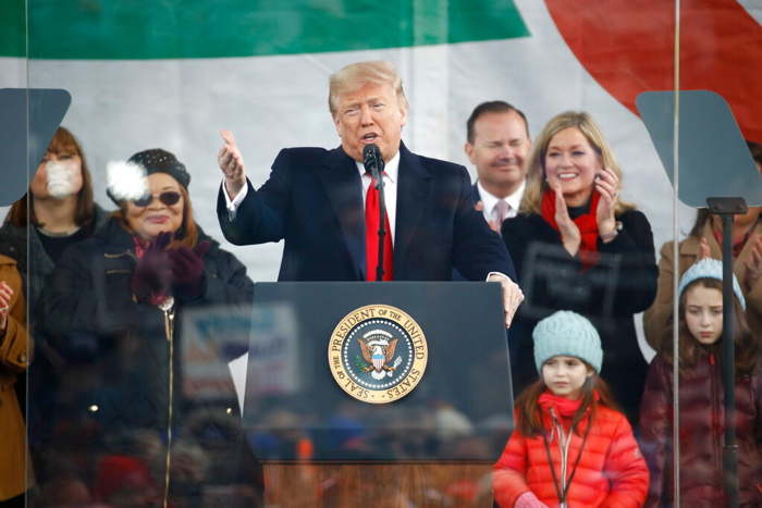 Le président Trump pro-life le 24 Janvier 2020  s'adressant aux marcheurs pro-life à Washington
