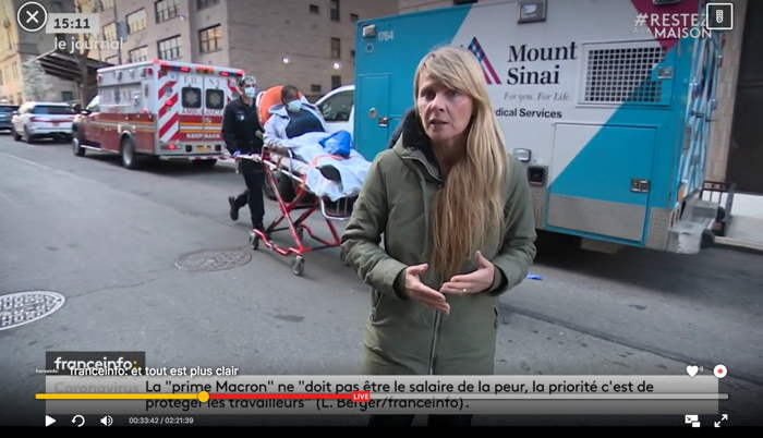 Reportage dans les rues de New York  Capture d'écran Franceinfo: 3 Avril 14e semaine 2020