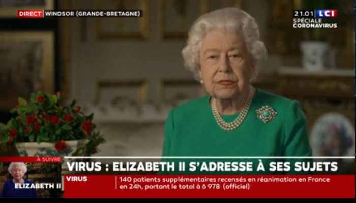 Discours retransmis en direct de la Reine Elizabeth II à partir de 21:00