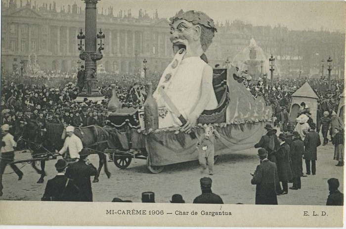 Le char de Gargantua au Mi-Carême au Carnaval de Paris (1906).