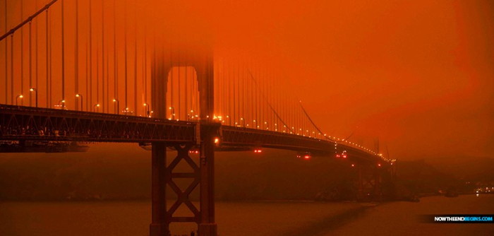 Golden Gate à San Francisco pendant les incendies dde Septembre 2020