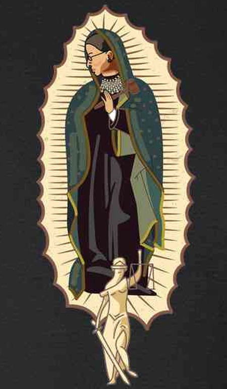 Photomontage: Ruth Bader Ginsburg en mode Vierge de Guadalupe de Mexico