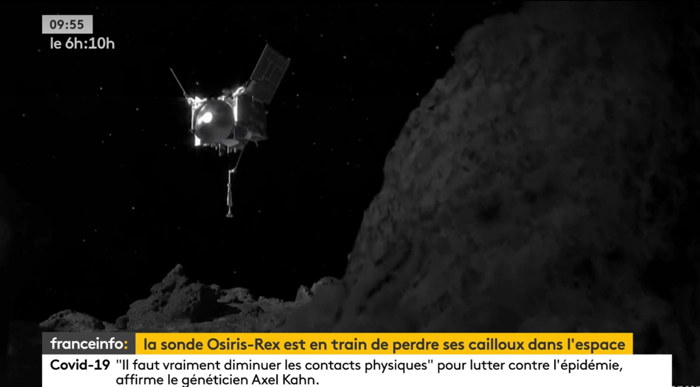 sonde Osiris-Rex  — Capture d'écran Molotov FRANCEINFO - Octobre 2020 —