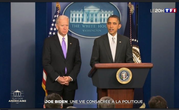 Le président B. Obama et son vice-président Joe Biden en Janvier 2009.  Journal TF1 du Samedi 7 Novembre 2020