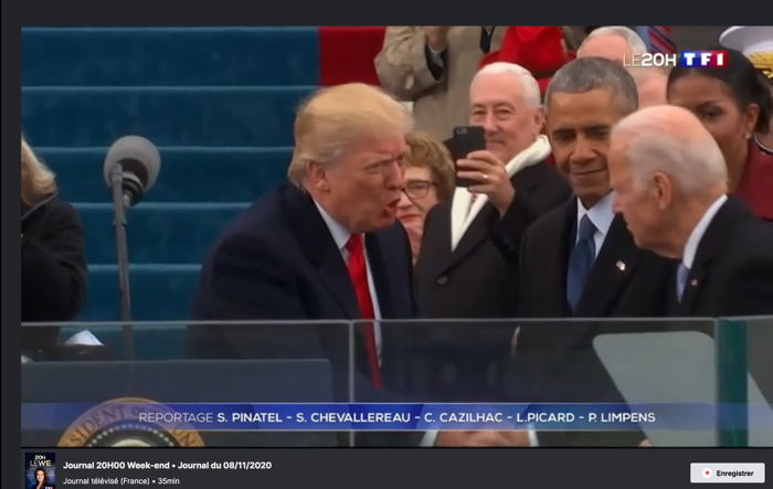 B. Obama, D. Trump et J. Biden, 44e, 45e et 46 e (?) présidents  ... en théorie!  — Capture d'écran Molotov TF1 - Novembre 2020 —