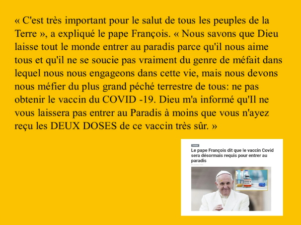 Satan peut coompter sur le pape pour diffuser au Nom de Dieu les pires hérésies et mensonges.