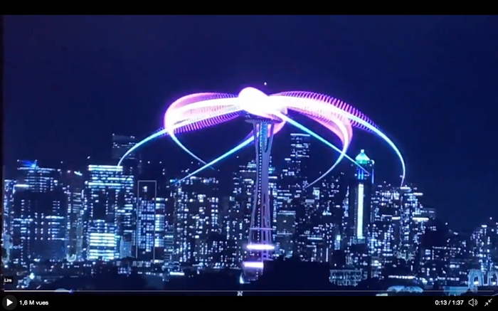 Animation de la Space Needle en fin d'année 2020  