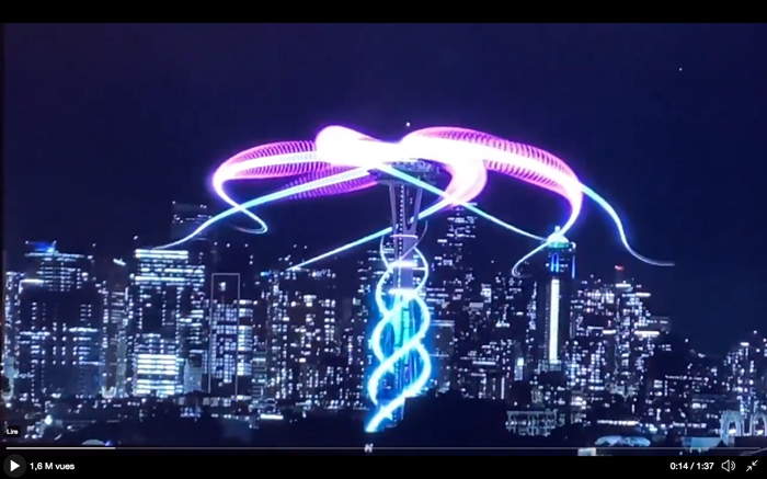 Animation de la Space Needle en fin d'année 2020  