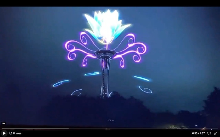 Animation de la Space Needle en fin d'année 2020  