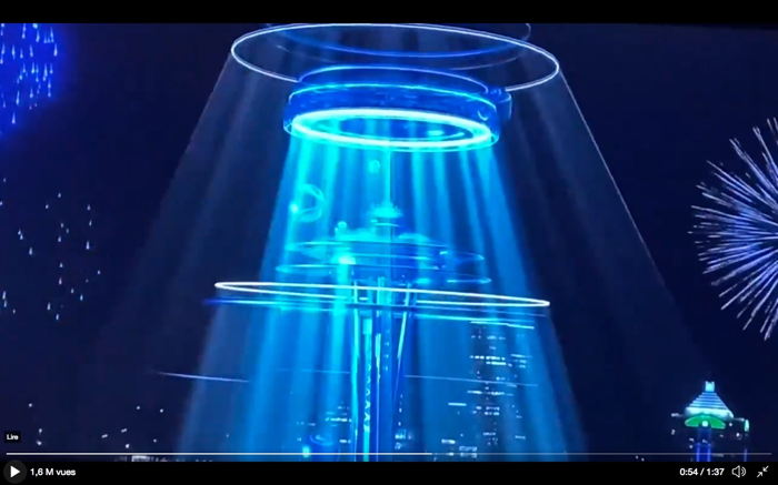 Animation de la Space Needle en fin d'année 2020  