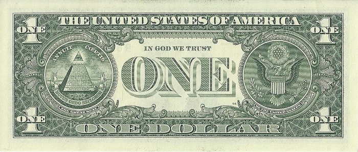 Verso du billet de 1 dollar
